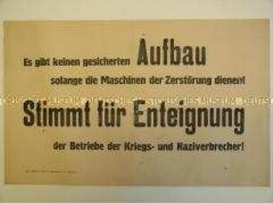 Maueranschlag zum Volksentscheid in Sachsen über die Enteignung der Kriegs- und Naziverbrecher