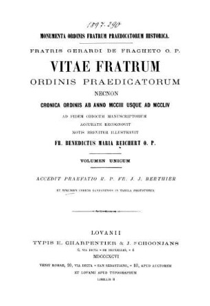 T. [1]: Monumenta ordinis fratrum Praedicatorum historica. [1]