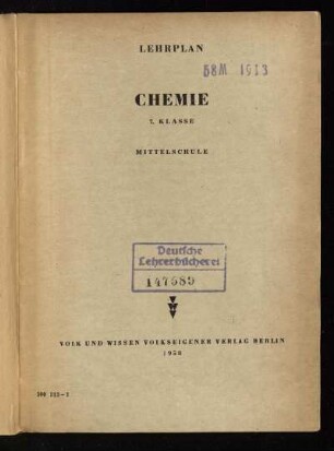 Lehrplan Chemie : 7. Klasse ; Mittelschule