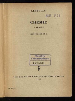 Lehrplan Chemie : 7. Klasse ; Mittelschule