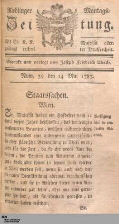 Riedlinger Montags-Zeitung