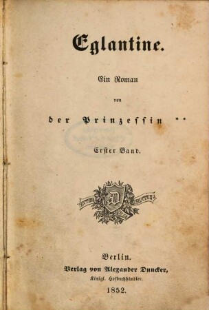 Eglantine : Ein Roman, 1