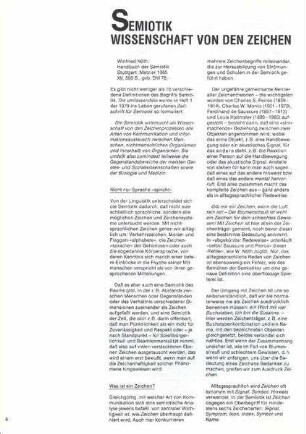 Semiotik - Wissenschaft von Zeichen : Winfried Nöth "Handbuch der Semiotik" [Rezension]