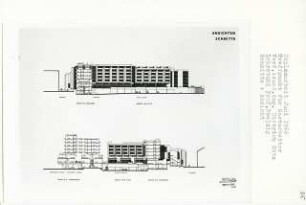 Treffpunkt Gastarbeiter, Duisburg (Diplomarbeit bei Peter Poelzig): Ansichten und Schnitte