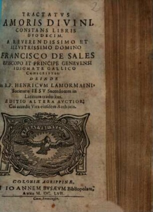 Tractatus Amoris Divini : Constans Libris Dvodecim