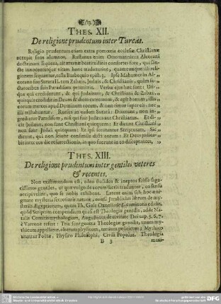Thes. XII. De religione prudentum inter Turcas