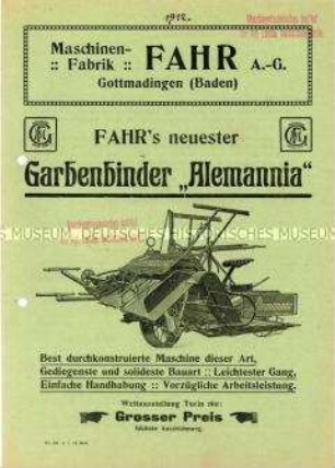 Fahr's neuester Garbenbinder "Alemannia"