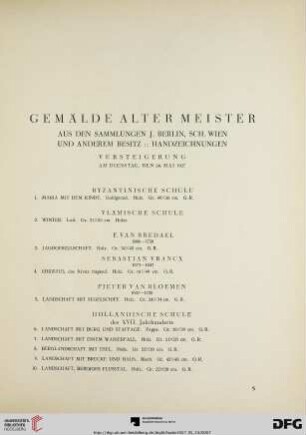 Gemälde Alter Meister (Nr. 1-210)