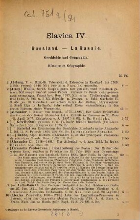 Bibliotheca Slavica, 4. partie. La Russie : histoire et géographie, littérature de la Russie, tant de l'Europe que de l'Asie