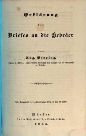 Exegetisches Handbuch zu den Briefen des Apostels Paulus, 3,2. Erklärung des Briefes an die Hebräer