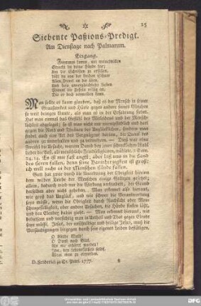 Siebente Paßions-Predigt. Am Dienstage nach Palmarum.