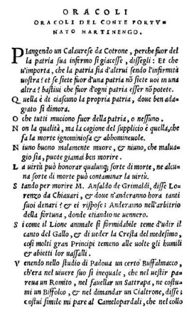 Oracoli Del Conte Fortvnato Martinengo.