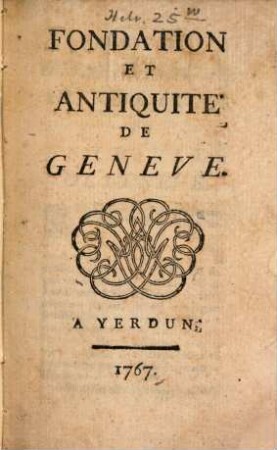 Fondation et antiquité de Genève