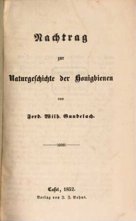 Nachtrag zur Naturgeschichte der Honigbienen