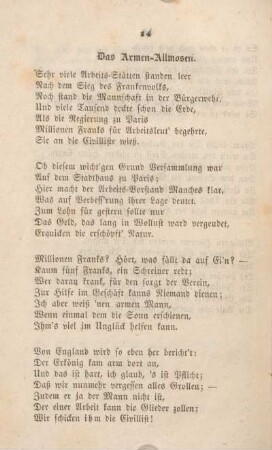 Das Armen-Allmosen.