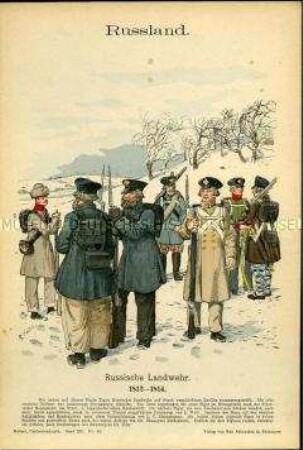 Uniformdarstellung, Soldaten der Landwehr, Russland, 1812/1814.