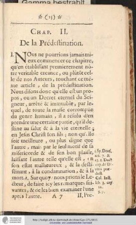 CHAP. II. De la Prédestination.