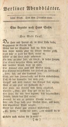 60tes Blatt. Den 8ten December 1810.