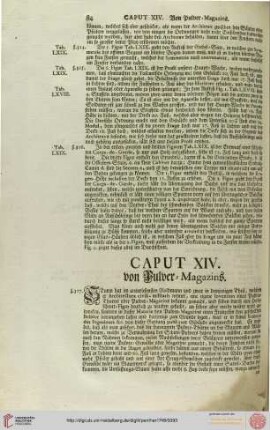 Caput XIV. von Pulver-Magazins