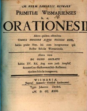 Primitiae Wismarienses