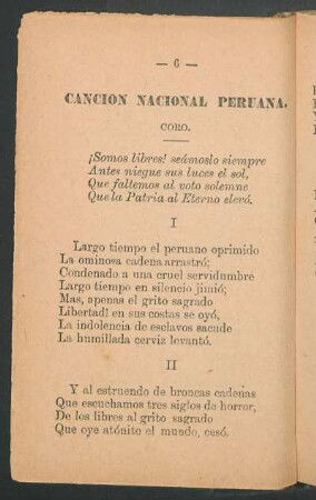 Canción nacional peruana.
