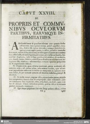 Caput XXVIII. De Propriis Et Communibus Oculorum Partibus, Earumque Infirmitatibus