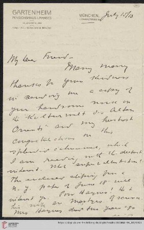 Briefe von Morris Jastrow an Carl Bezold: Brief von Morris Jastrow an Carl Bezold