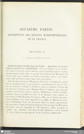 Deuxième partie. Description des régions hydrominérales de la France