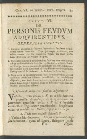 Caput. VI. De Personis Feudum Adquirentibus