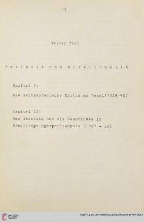 Erster Teil: Freiheit und Wirklichkeit
