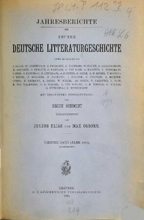 Jahresberichte für neuere deutsche Literaturgeschichte, 4. 1893 (1895)