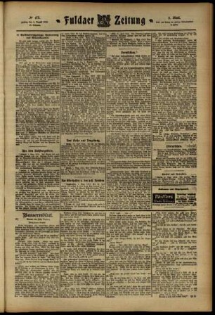 Zweite Ausgabe vom Freitag, den 02. August 1912.