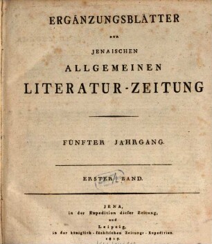 Jenaische allgemeine Literatur-Zeitung. Ergänzungsblätter zur Jenaischen allgemeinen Literaturzeitung. 5. 1817