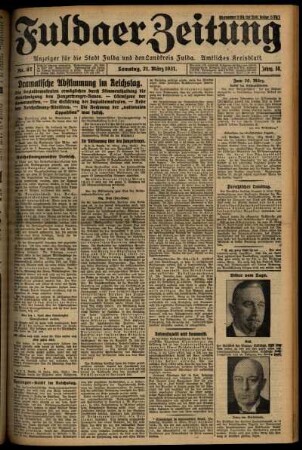 Ausgabe vom Samstag, den 21. März 1931.
