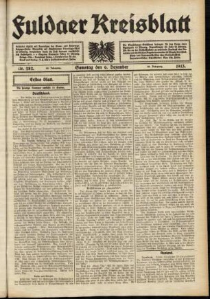 Erste Ausgabe vom Samstag, den 06. Dezember 1913.