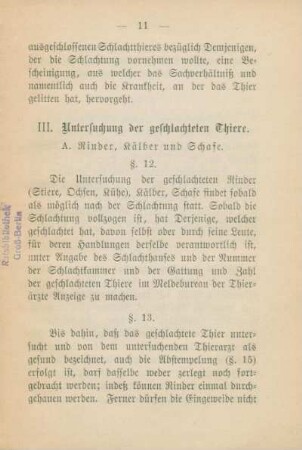 III. Untersuchung der geschlachteten Thiere