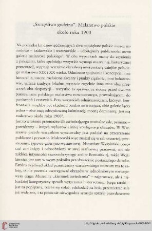 „Szczęśliwa godzina". Malarstwo polskie około roku 1900