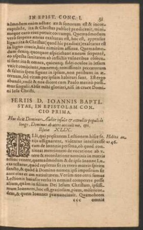 Feriis D. Ioannis Baptistae, In Epistolam ...