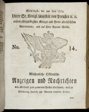No. 14. Montags, den 5ten April 1779.