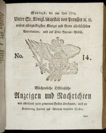 No. 14. Montags, den 5ten April 1779.