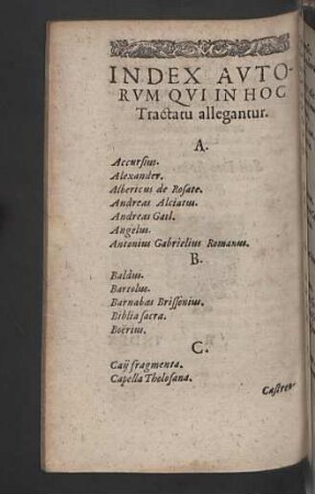 Index Autorum qui in hoc tractatu allegantur.