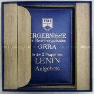 Dokumentation der FDJ-Bezirksorganisation Gera über das Lenin-Aufgebot, in Schachtel
