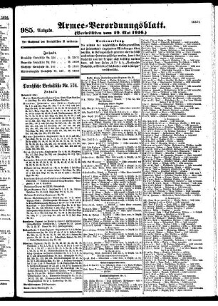 985. Ausgabe. Freitag, 19. Mai 1916