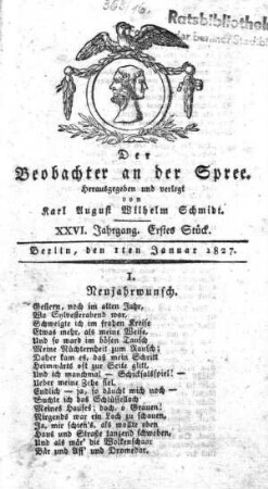 1. Stueck, 1. Januar 1827