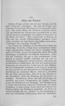 VII. Sitten und Bräuche