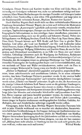 "Dann waren die Sieger da", Studien zur literarischen Kultur in Hamburg 1945 - 1950, Ludwig Fischer, Klaas Jarchow, Horst Ohde, ... (Hrsg.), (Schriftenreihe der Hamburgischen Kulturstiftung, 7) : Hamburg, Dölling und Galitz, 1999