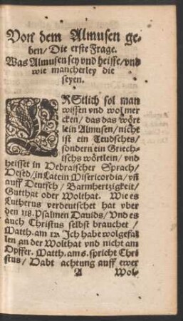 Von dem Almusen geben ...