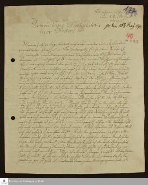 Brief von Johann Ernst Bergmann an Johann Ludwig Schulze - u.a. über die weitere Zerstreuung der Gemeinde Ebenezer sowie die Religionsfreiheit in Amerika.