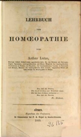 Lehrbuch der Homöopathie