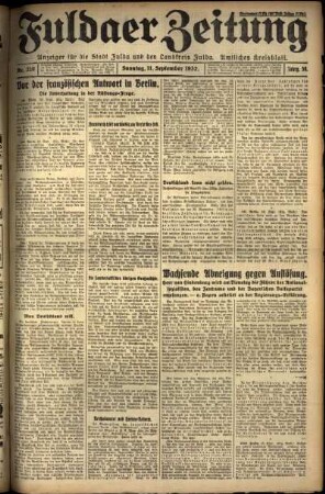 Erste Ausgabe vom Sonntag, den 11. September 1932.